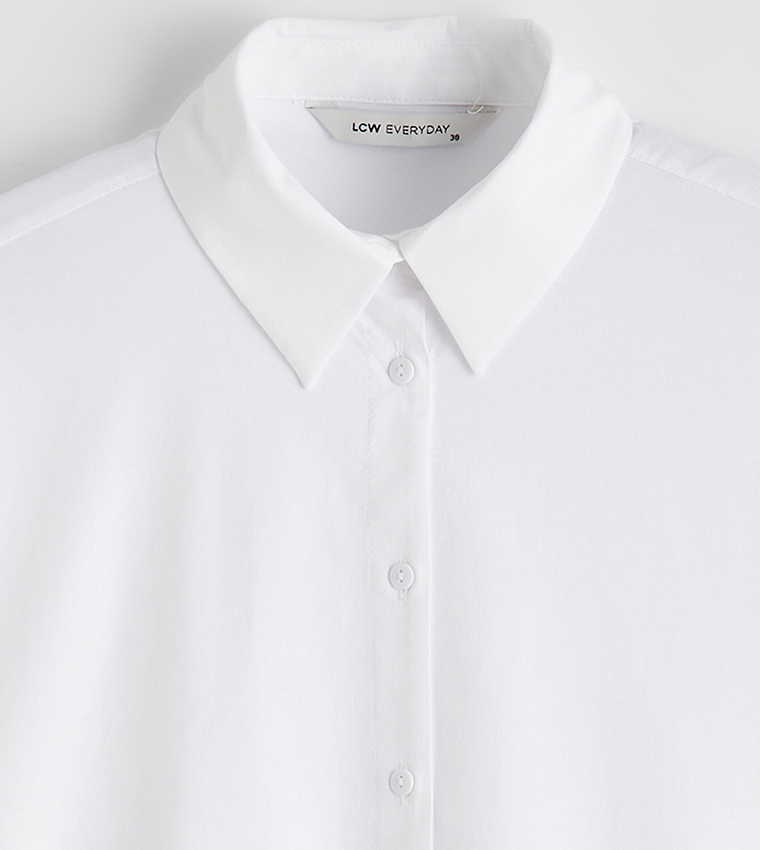 Solid 3/4 Sleeves Poplin Shirt