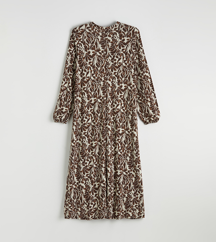 Floral Printed Long Sleeves A-Line Dress