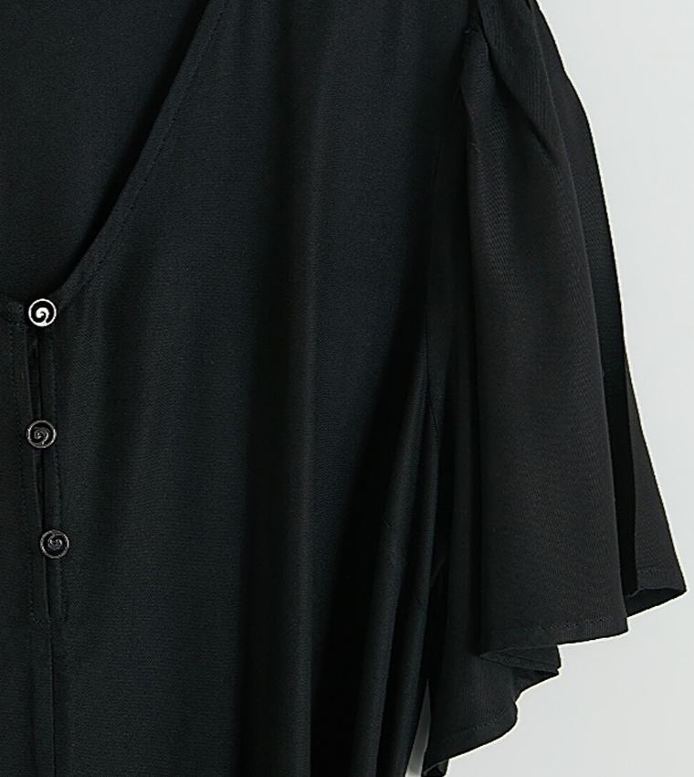 V-Neck Waist Sashed Midi Dress