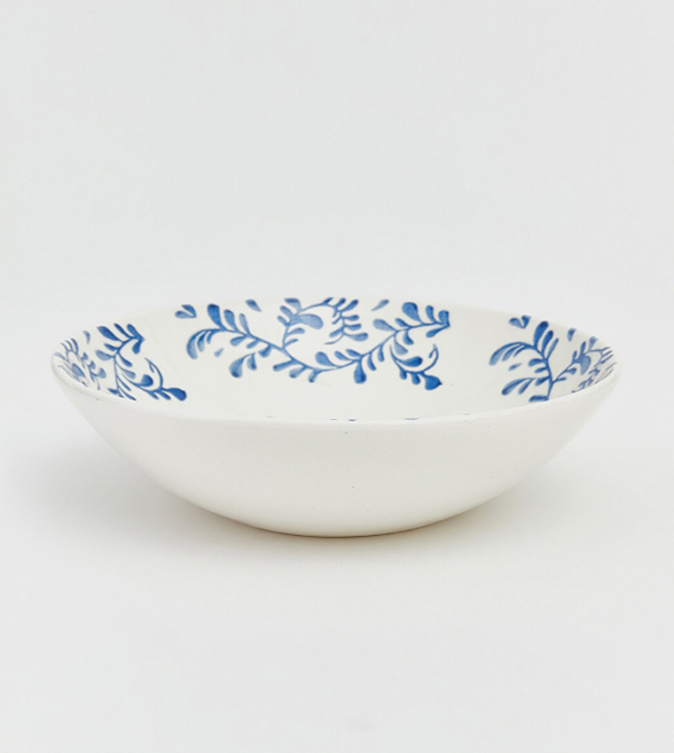 Lemon and Leaf Patterned Ceramic Deep Plate