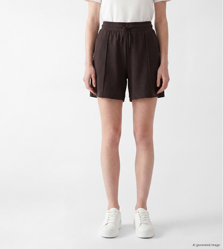Solid Drawstring Casual Shorts