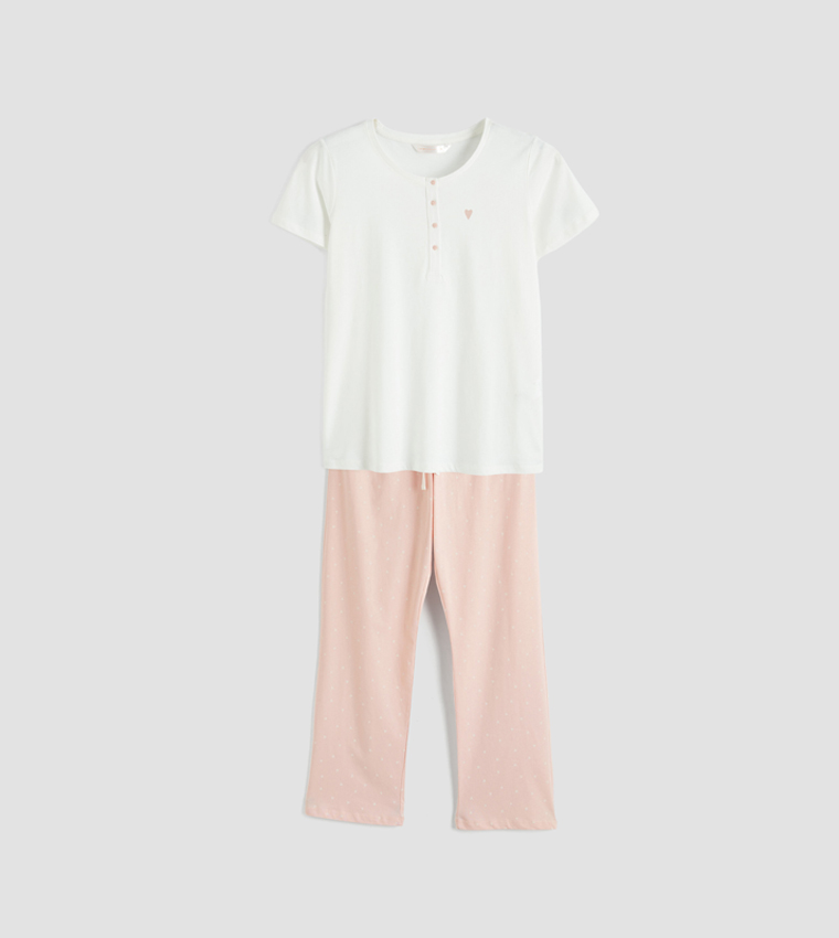 Crew Neck Heart Printed Maternity Pyjama Set