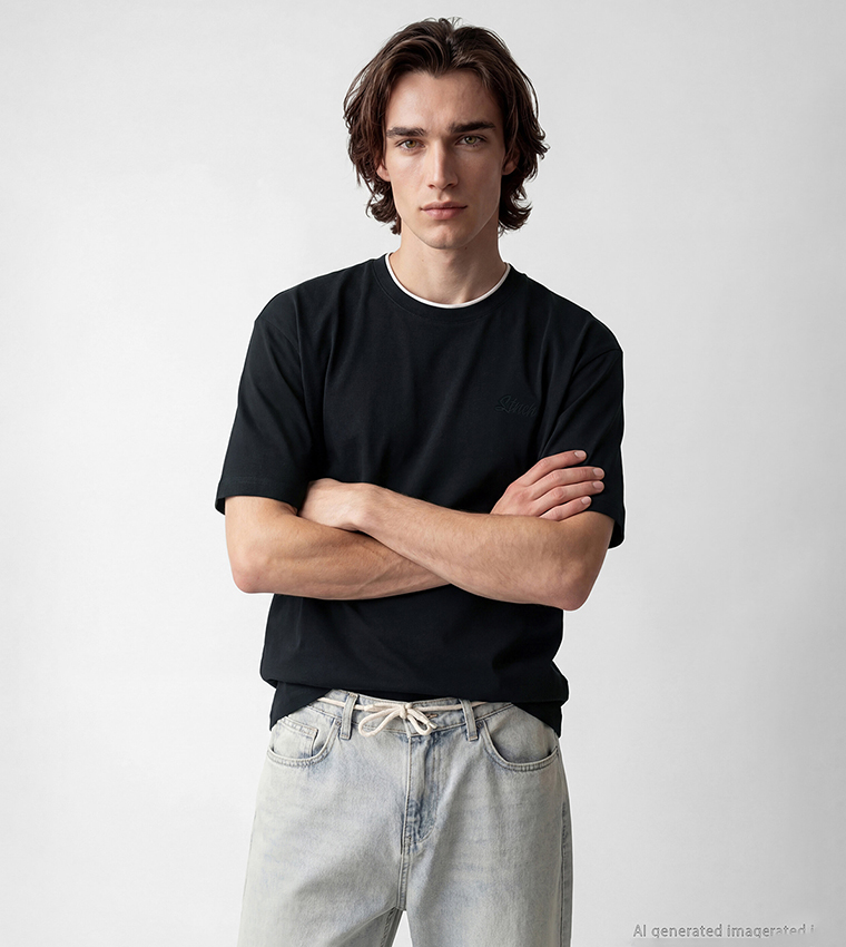 Embroidered Crew Neck T-Shirt