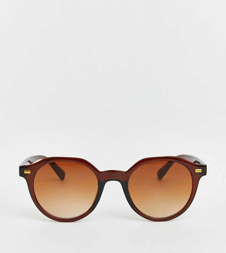 Solid Full Rim Round Sunglasses