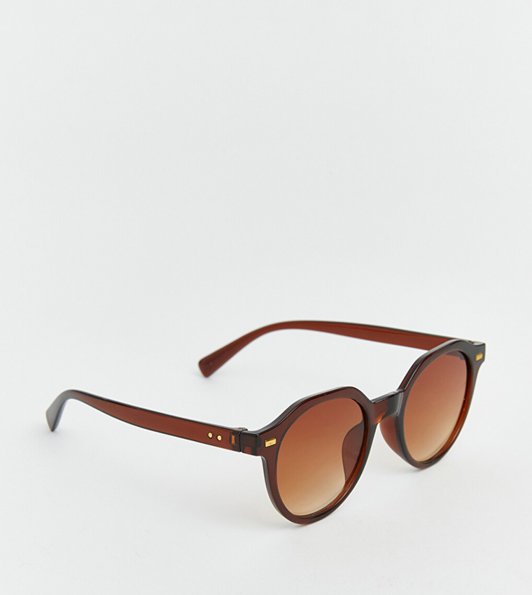 Solid Full Rim Round Sunglasses