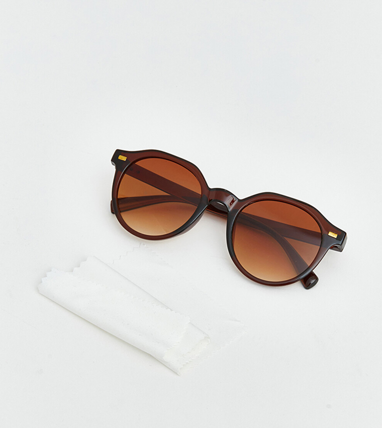 Solid Full Rim Round Sunglasses