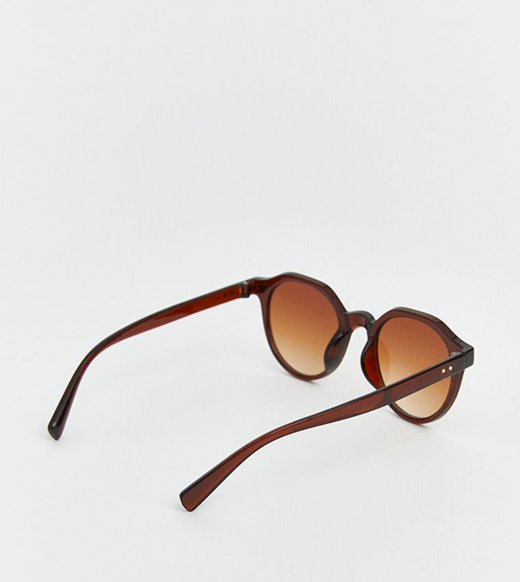 Solid Full Rim Round Sunglasses