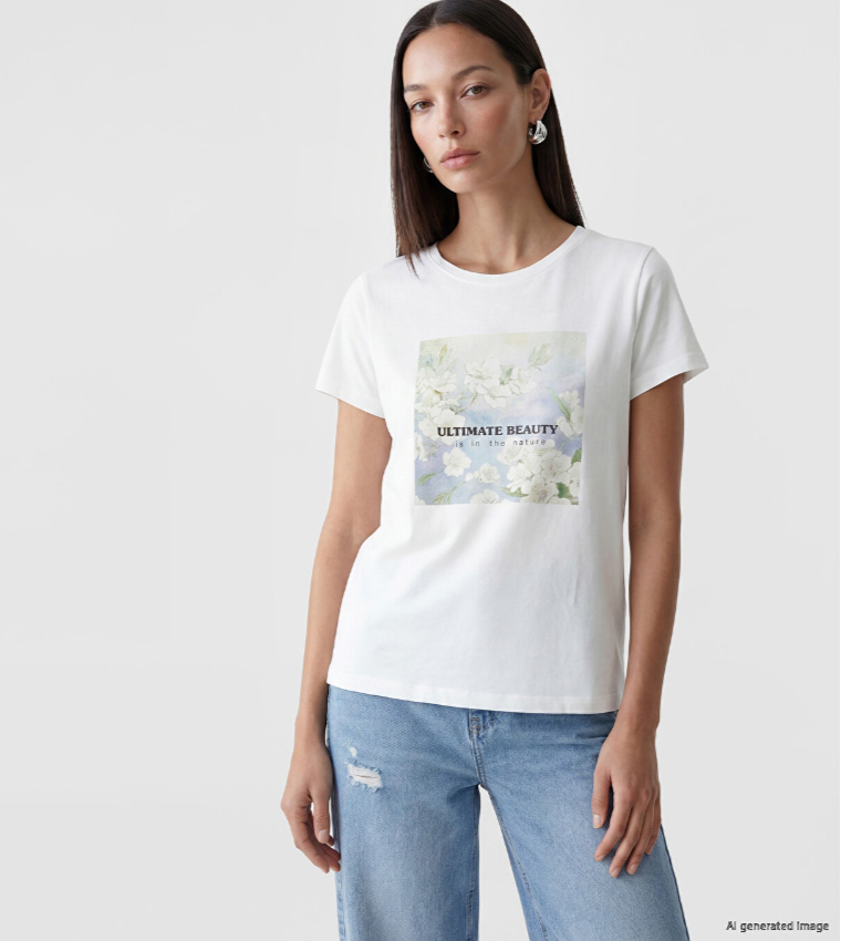 اٍل سي واي كيكي  تيشيرتات  كم قصير  - أبيض Short Sleeve T-Shirts