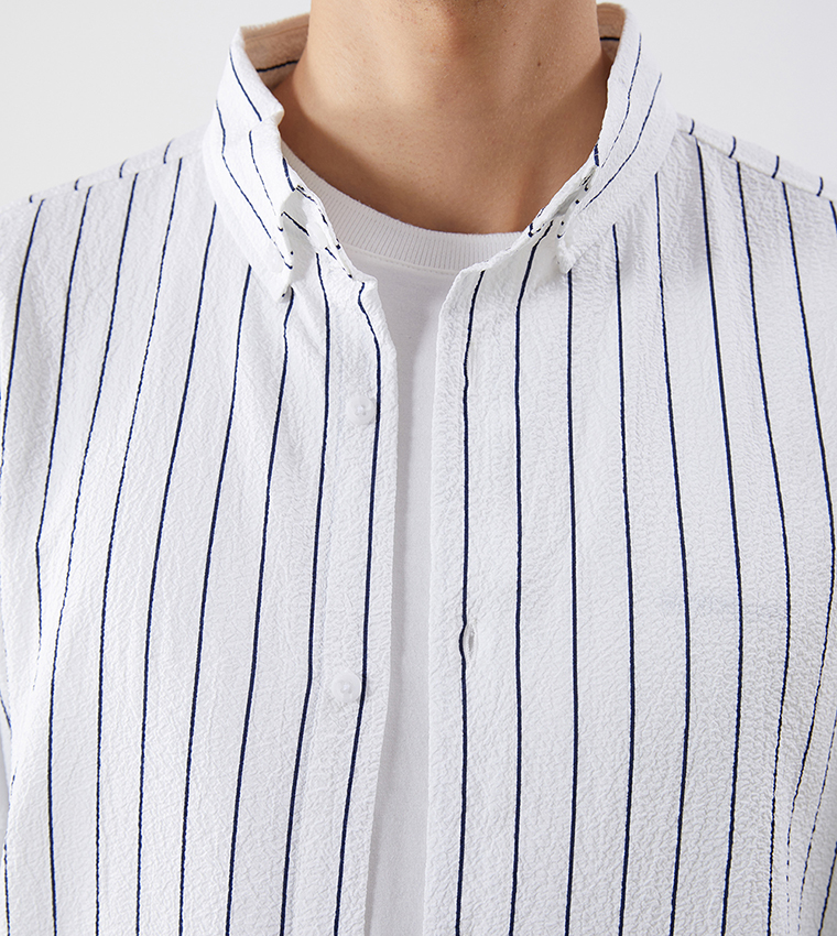 قميص كاجوال مخطط بكم طويل 