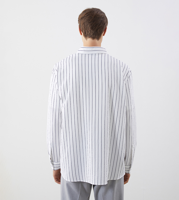 قميص كاجوال مخطط بكم طويل 