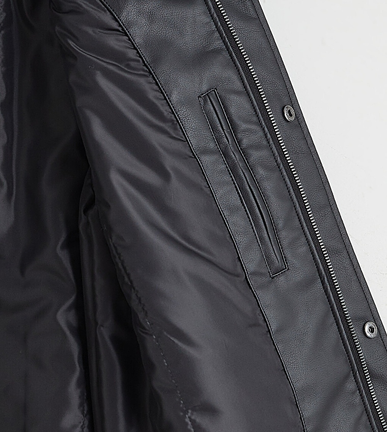 Solid Zipper Collared Casual Jacket