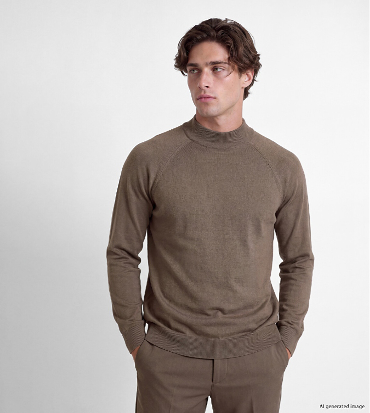 Solid High Neck Sweater