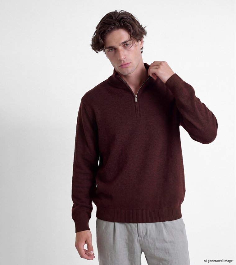 Solid High Neck Sweater