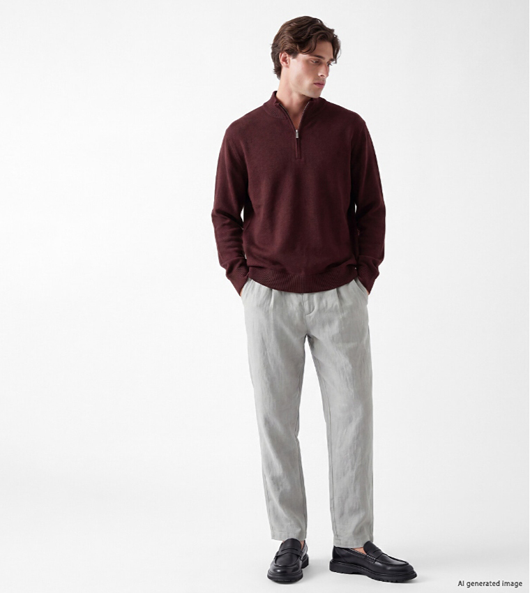 Solid High Neck Sweater