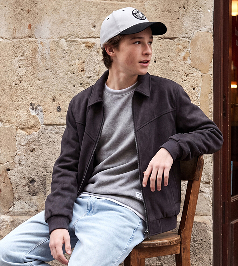 Solid Collared Zip-Through Jacket