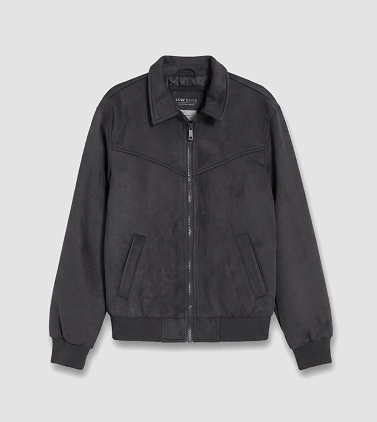Solid Collared Zip-Through Jacket