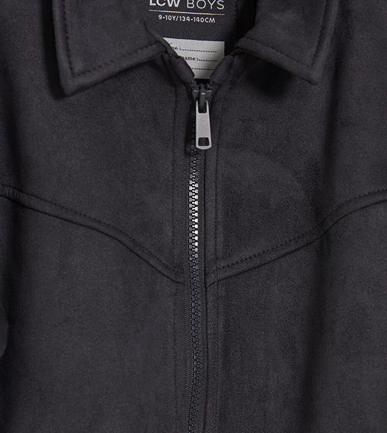 Solid Collared Zip-Through Jacket