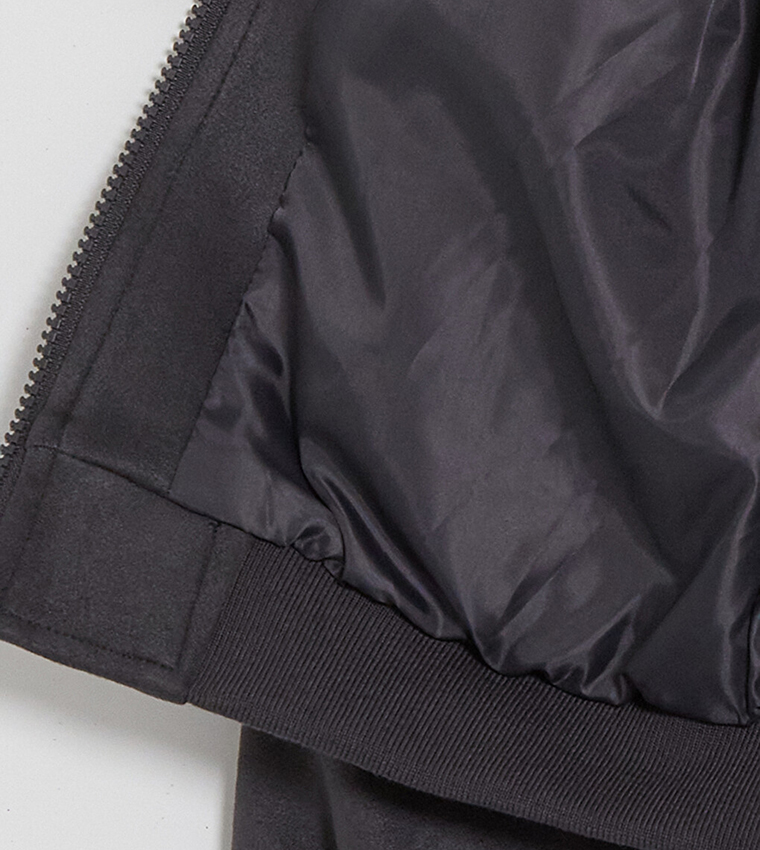 Solid Collared Zip-Through Jacket