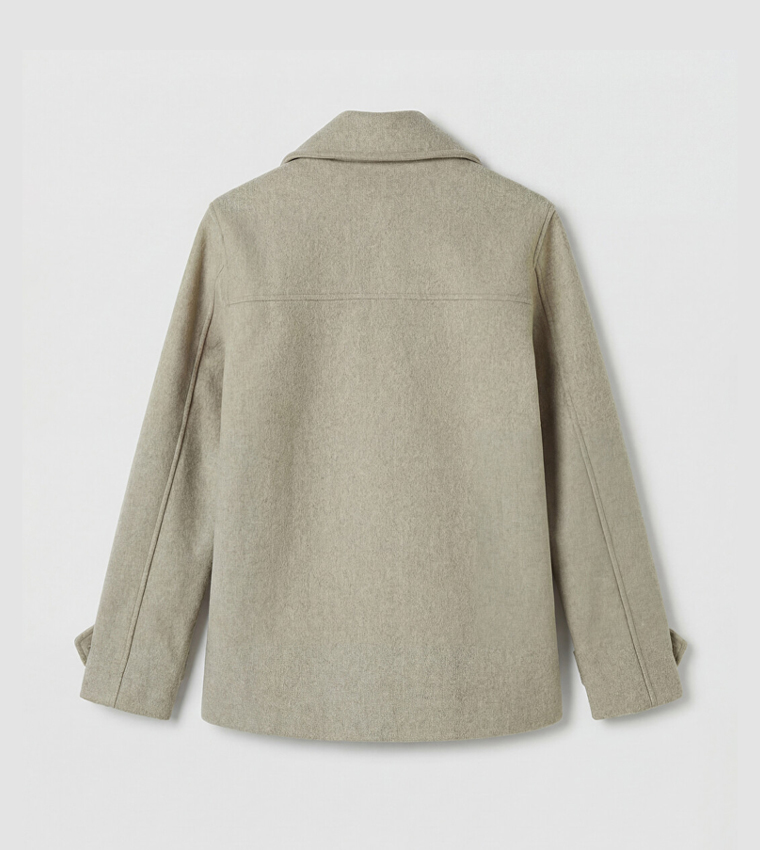 Solid Double-Breasted Lapel Collar Overcoat