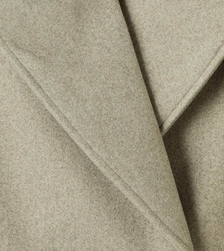 Solid Double-Breasted Lapel Collar Overcoat