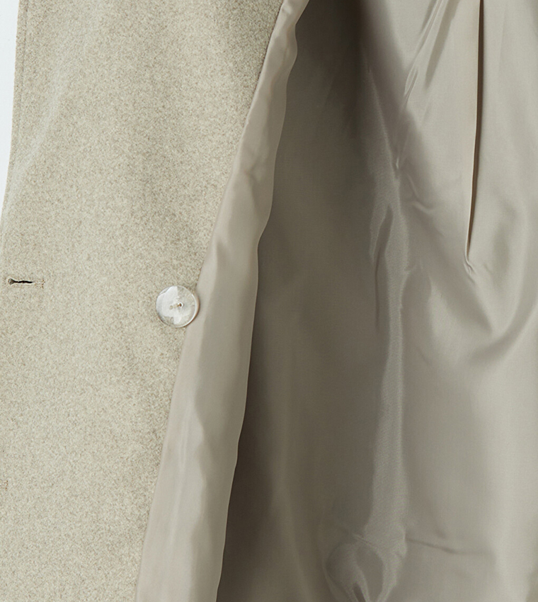 Solid Double-Breasted Lapel Collar Overcoat