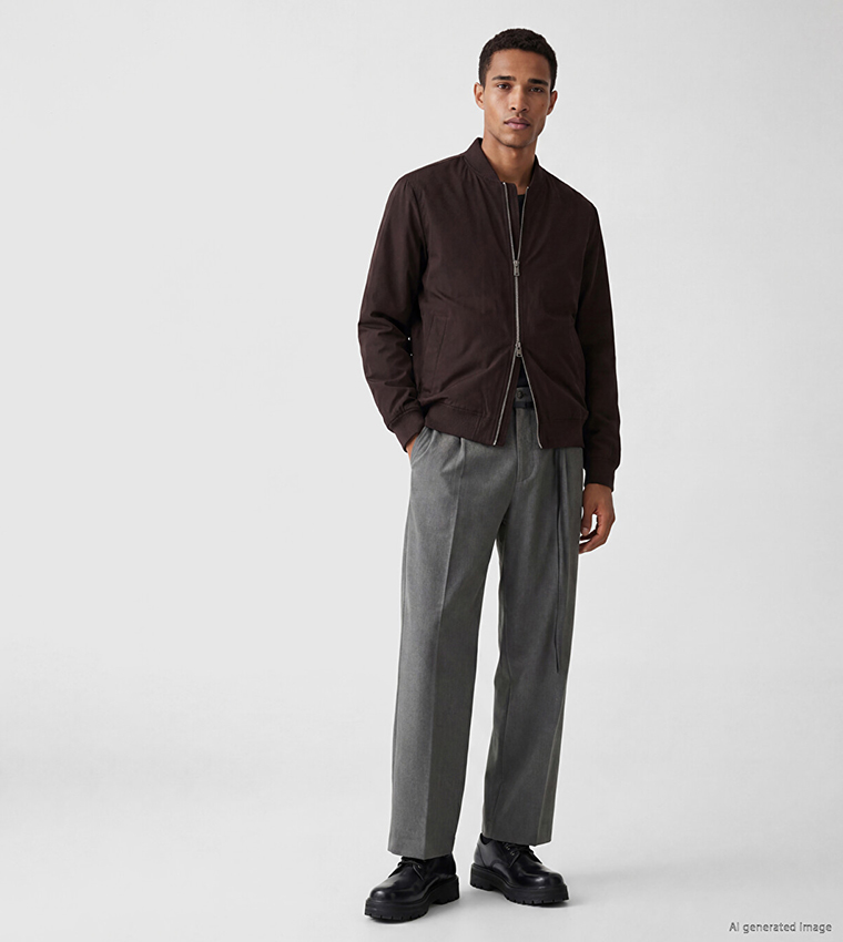 Solid Zip Closure Bomber Casual Jacket