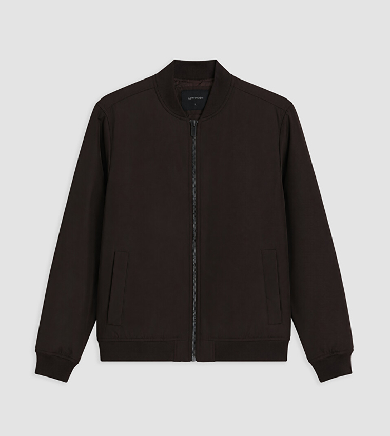 Solid Zip Closure Bomber Casual Jacket