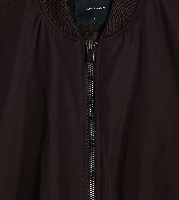 Solid Zip Closure Bomber Casual Jacket