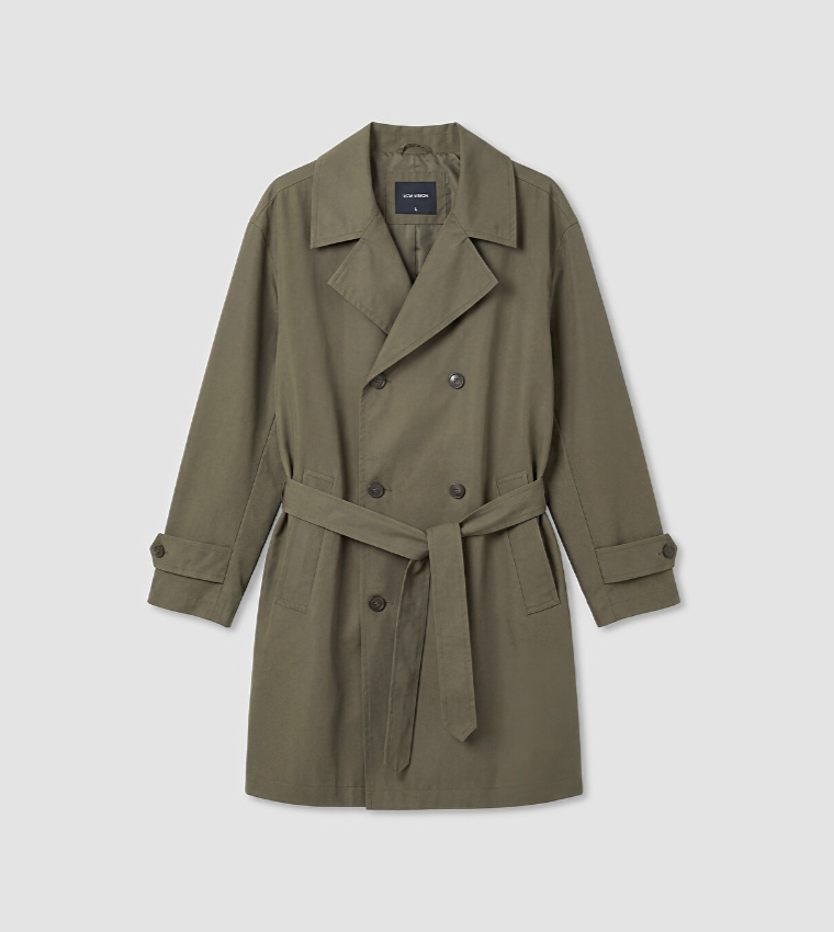 Solid Double Breasted Overcoat