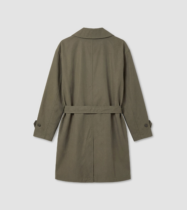 Solid Double Breasted Overcoat