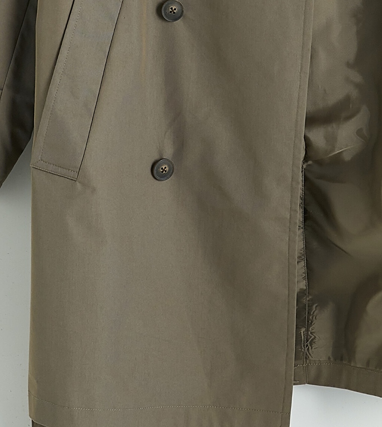 Solid Double Breasted Overcoat
