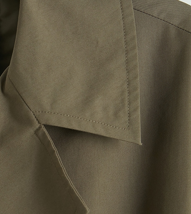 Solid Double Breasted Overcoat