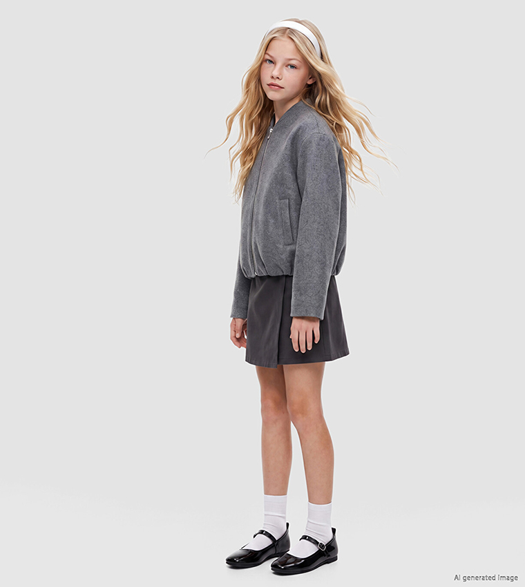 Solid Zip-Through Bomber Jacket