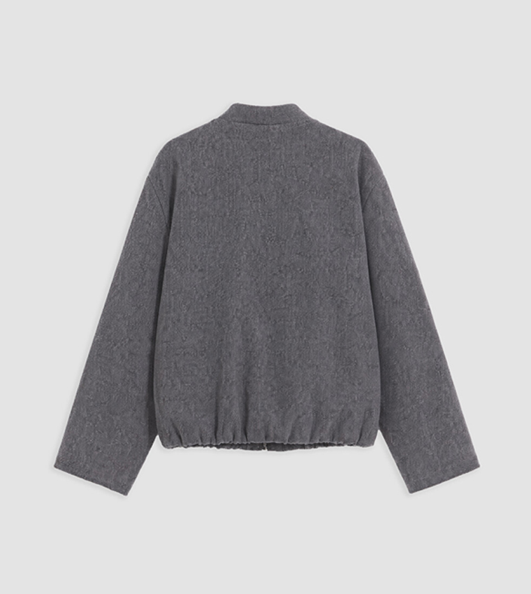 Solid Zip-Through Bomber Jacket