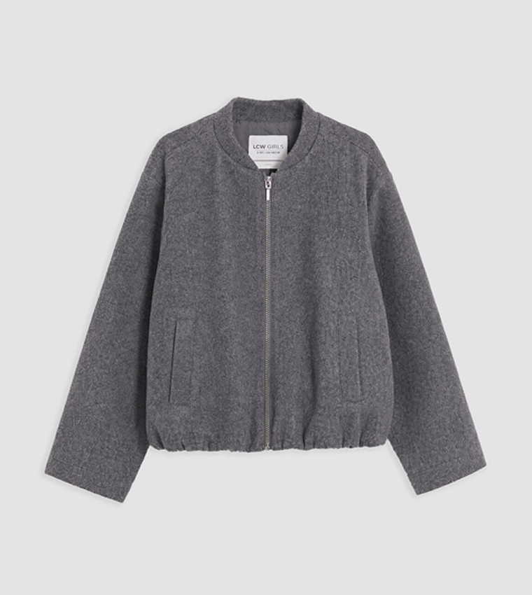Solid Zip-Through Bomber Jacket
