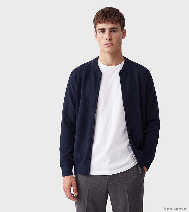 Solid Crew Neck Cardigan