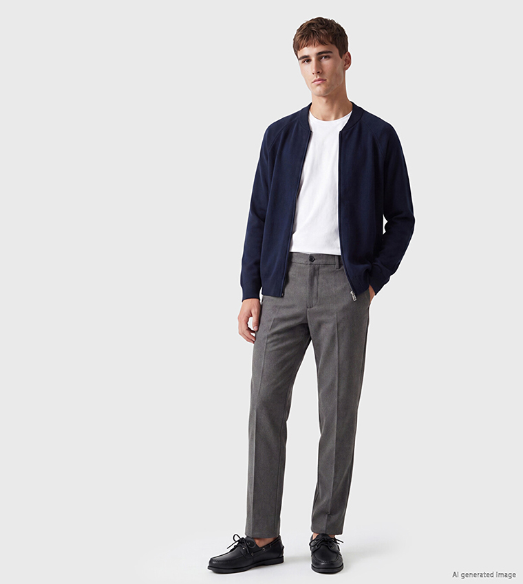 Solid Crew Neck Cardigan