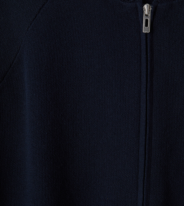 Solid Crew Neck Cardigan