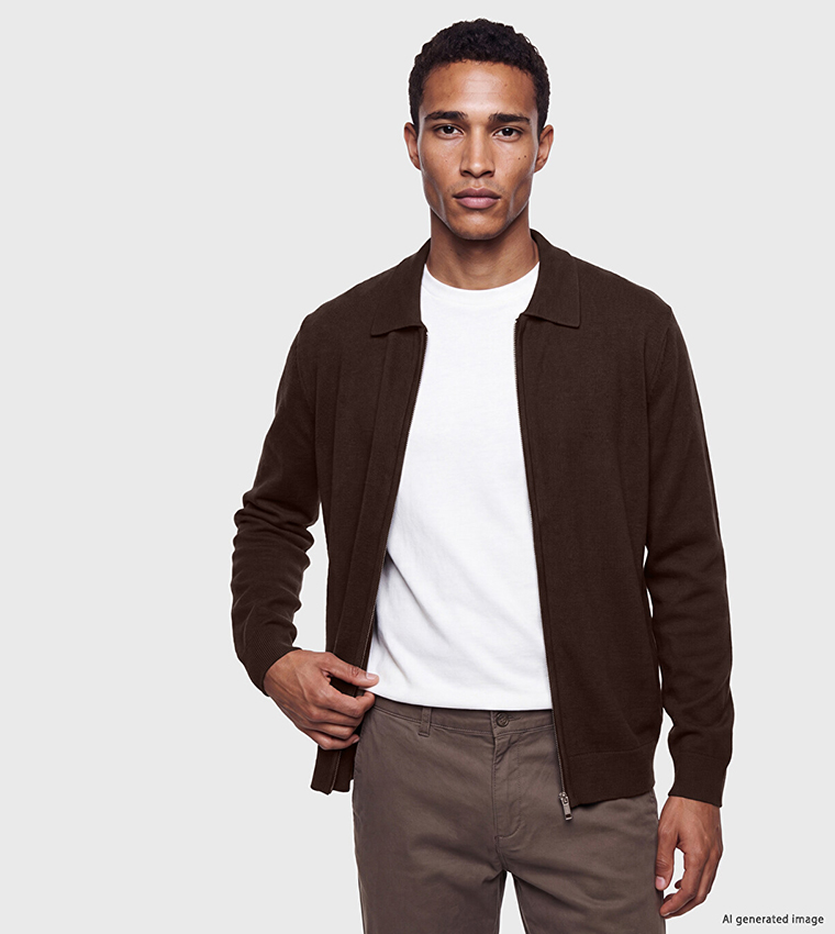 Solid Collared Regular Fit Cardigan