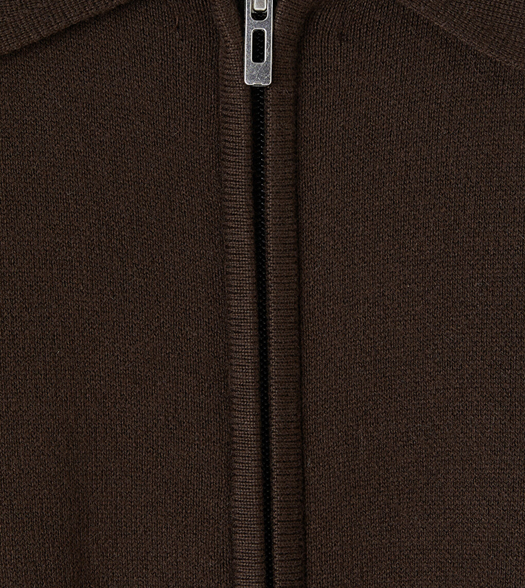 Solid Collared Regular Fit Cardigan