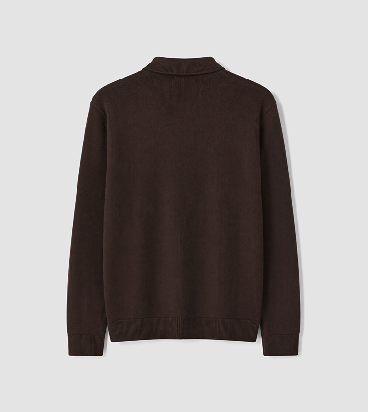 Solid Collared Regular Fit Cardigan
