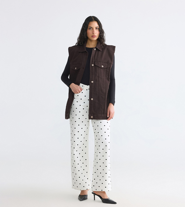 Solid Button Closure Vest Jacket