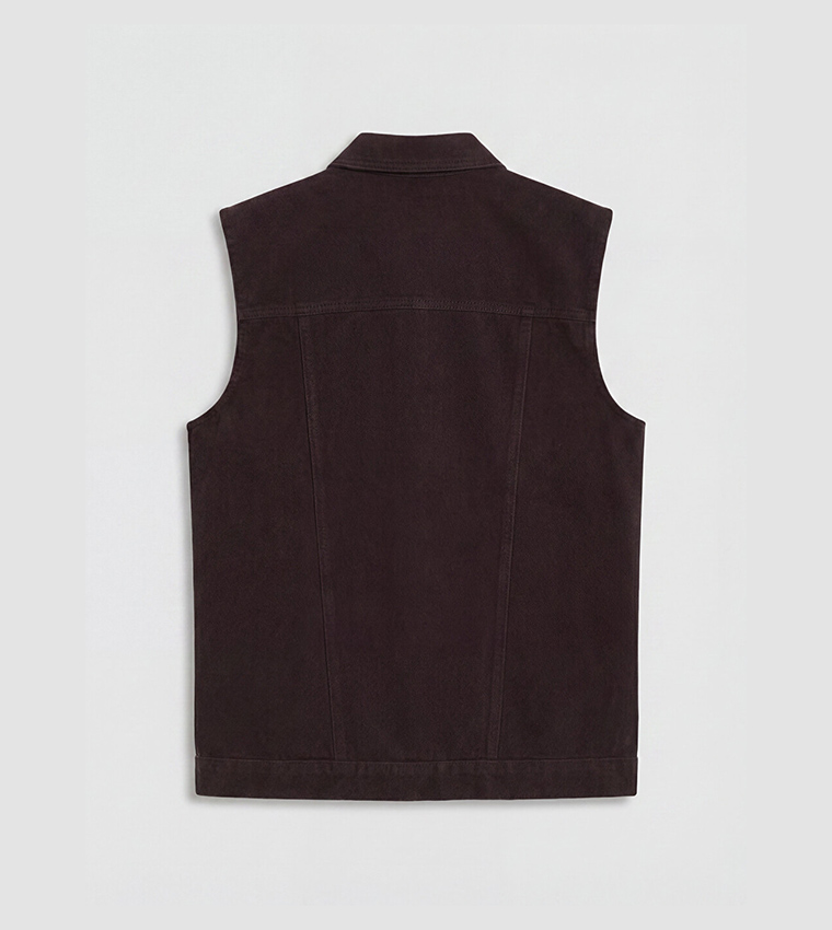 Solid Button Closure Vest Jacket