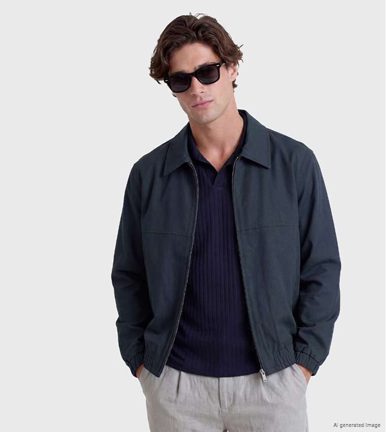 Solid Zipper Casual Jacket