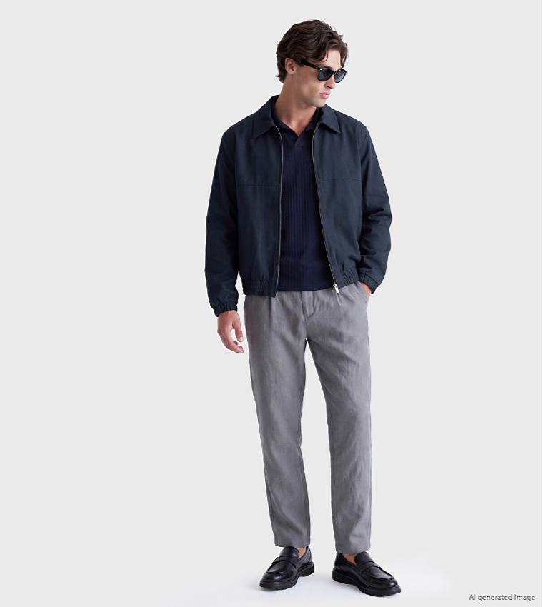 Solid Zipper Casual Jacket