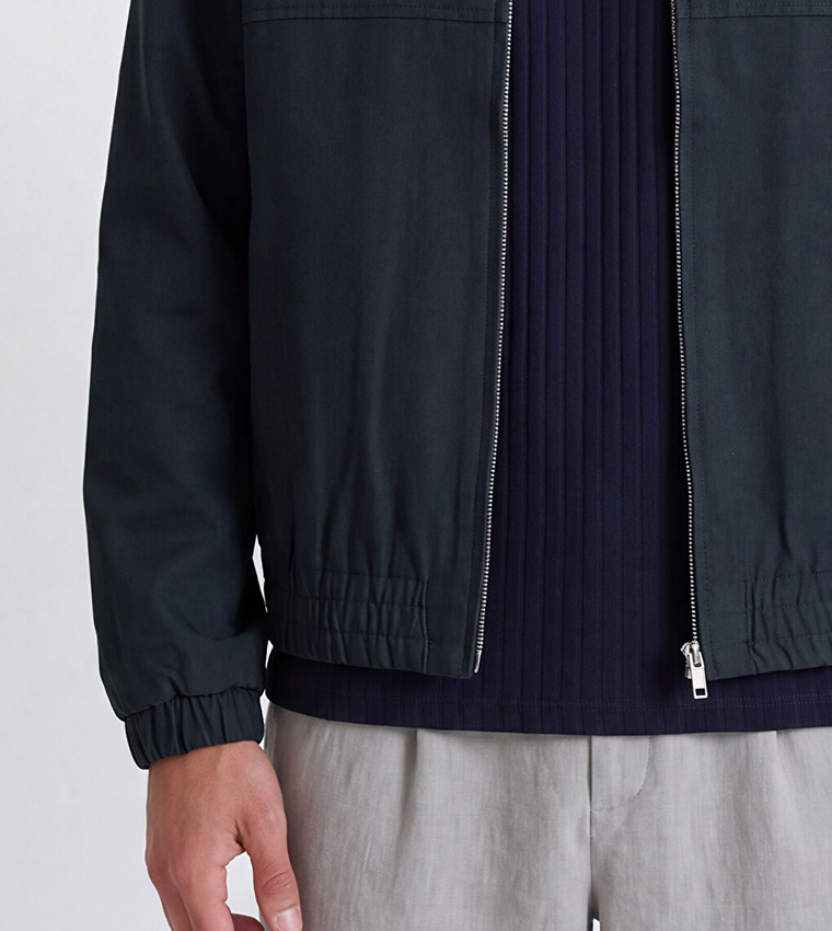 Solid Zipper Casual Jacket