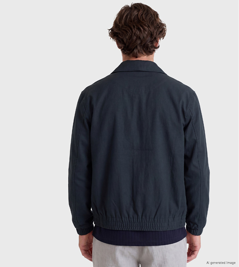 Solid Zipper Casual Jacket