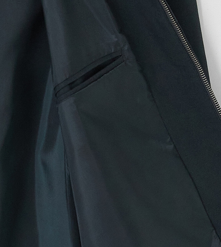 Solid Zipper Casual Jacket