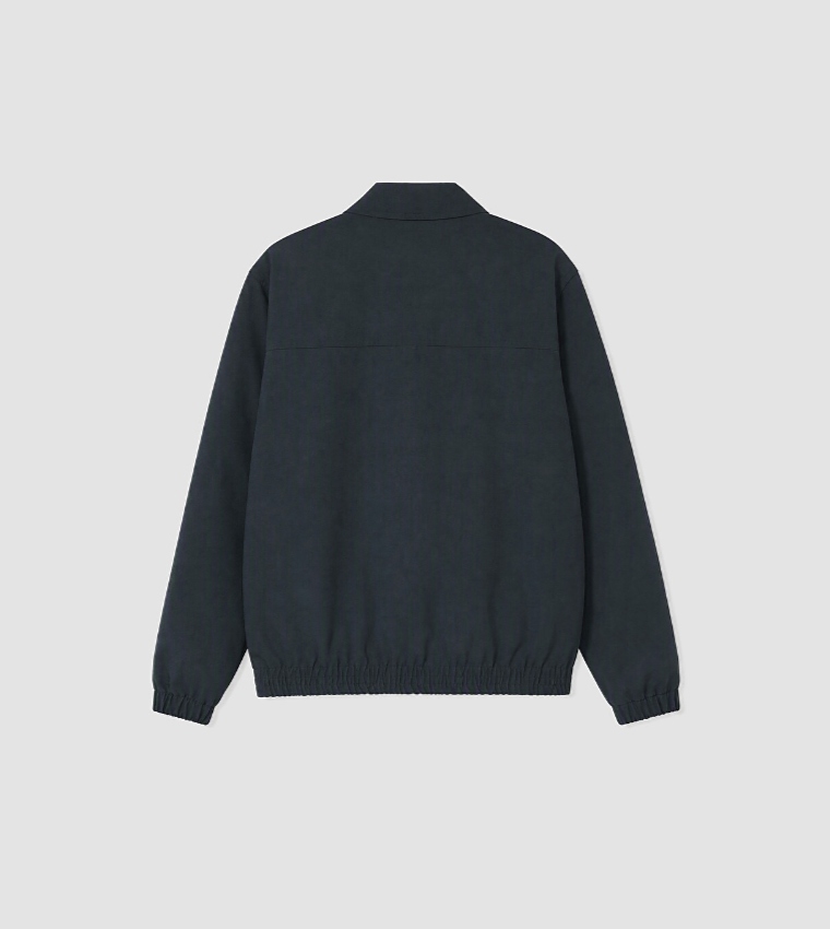 Solid Zipper Casual Jacket