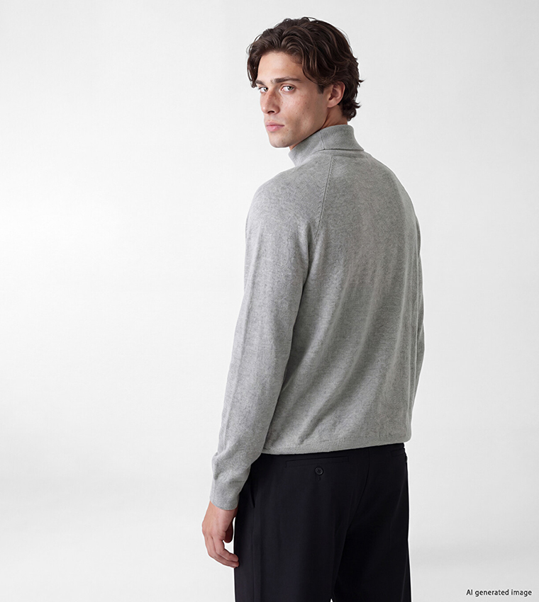 Solid Half Zip Stand Collar Sweater